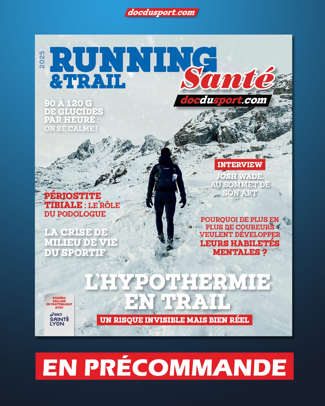 📢 RUNNING ET TRAIL SANTÉ 2025 : DISPONIBLE EN PRÉCOMMANDE ! 🏃‍♂️💥
🔥 Passionné.e.s de running et de trail, ce numéro est fait pour vous ! 🔥
➡️ Un concentré d’expertise et de conseils.
💡 Au sommaire :
✅ Le Vélo pour la course !
✅ L’hypothermie en trail : un risque invisible mais bien réel
✅ Pourquoi de plus en plus de coureurs veulent développer leurs habiletés mentales ?
✅ Fartlek carrefour : la renaissance d’une séance efficace
✅ Clément Gass trace sa route
✅ Périostite tibiale et rôle du podologue
✅ Le RED-S : une menace silencieuse trop souvent méconnue
✅ 90 à 120 grammes de glucides par heure : on se calme !
✅ L’institut santé mentale endurance
✅ Josh Wade, au sommet de son art
✅ La crise du milieu de vie chez le sportif
✅ Biscuits protéinés du petit déj’
📅 Précommandez dès maintenant pour être sûr de recevoir votre exemplaire ! 🎯
🔗 A précommander sur www.docdusport.com (lien dans la bio)